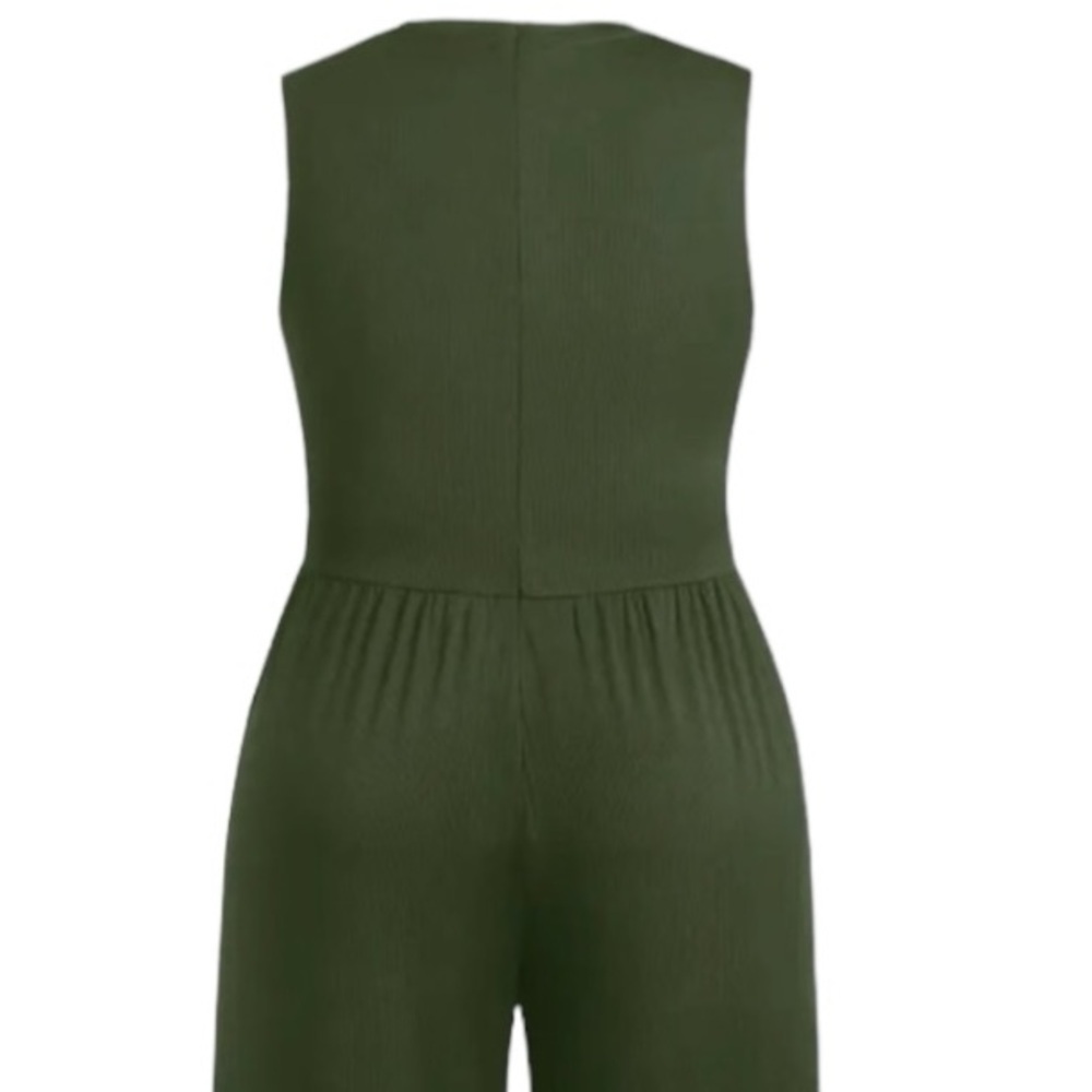 CIDER Sleeveless Wide Leg Jumpsuit Army Green Sz 0XL Viral Blogger Favorite - Picture 12 of 13